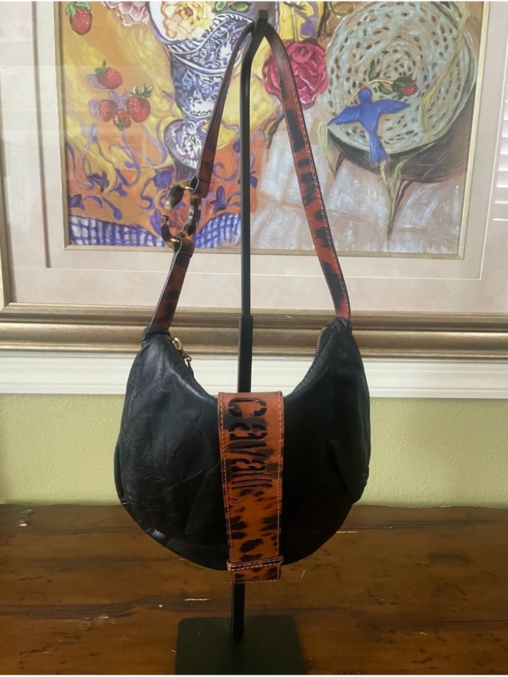 Vintage Roberto Cavalli Lamb Skin Leather Crescent Shoulder Bag